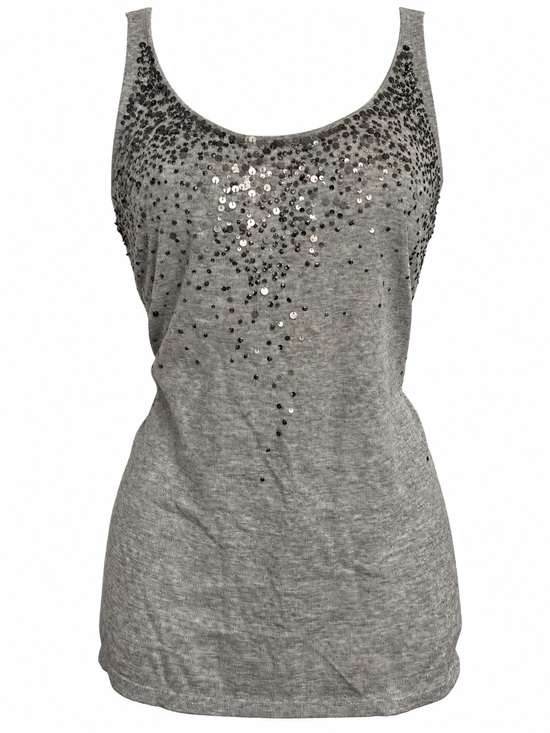Eileen Fisher Tops - EILEEN FISHER Gray Sequin Tank Top Organic Cotton Cashmere Size M